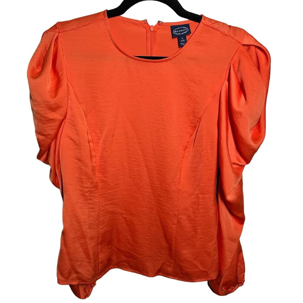 NEW Scoop Orange Blouson Sleeve Top Size Small